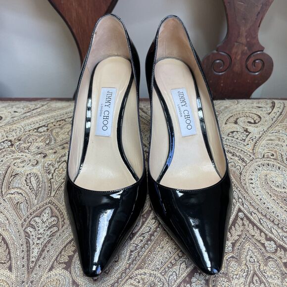 Jimmy Choo Black Patent Leather Romy Heels Pumps Stiletto Shoes Size 8 (US) - Picture 6 of 12